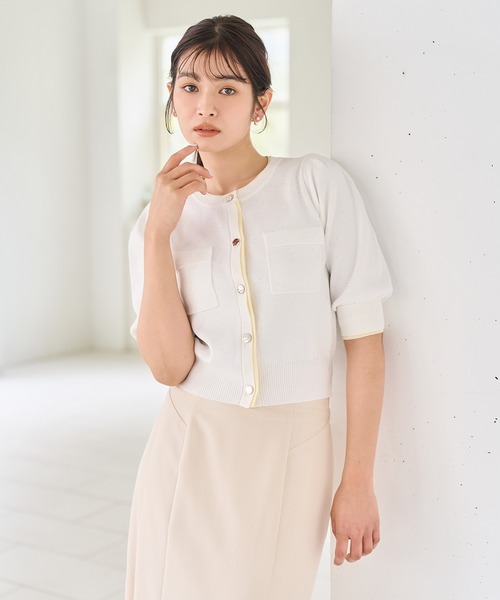 31 Sons de mode(トランテアン ソン ドゥ モード)の「2026春夏新作 配色スパンコールカーディガン(カーディガン/ボレロ・レディース・オフホワイト/ピンク/グレー・フリ-)」の8枚目の写真