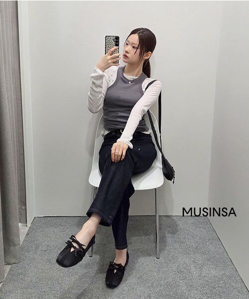 MUSINSA STANDARD WOMAN（ムシンサスタンダードウーマン）の「ウィメンズレーサータンクトップ [ティタン グレー]（Tシャツ/カットソー・レディース・その他・SMALL/MEDIUM/LARGE/X-SMALL）」の9枚目の写真