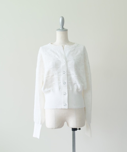 DOLLUPOOPS(ドールアップウップス)の「Flower Jacquard Knit Top(フラワージャガードニットトップス)(カーディガン/ボレロ・レディース・オフホワイト・FREE)」の19枚目の写真