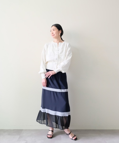 DOLLUPOOPS(ドールアップウップス)の「Flower Jacquard Knit Top(フラワージャガードニットトップス)(カーディガン/ボレロ・レディース・オフホワイト・FREE)」の7枚目の写真