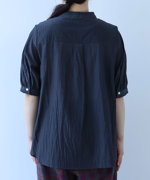 bulle de savon（ビュルデサボン）の「コットン/キュプラ ローンIBK stand ブラウス（シャツ/ブラウス・レディース・ホワイト/チャコールグレー/ミント・FREE）」の16枚目の写真