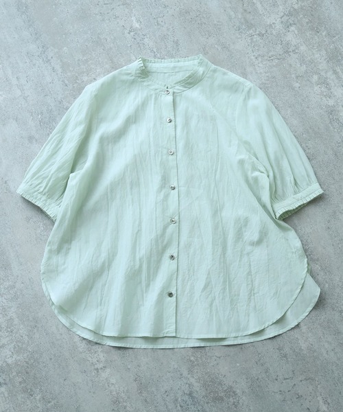 bulle de savon（ビュルデサボン）の「コットン/キュプラ ローンIBK stand ブラウス（シャツ/ブラウス・レディース・ホワイト/チャコールグレー/ミント・FREE）」の22枚目の写真