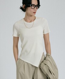 qualite | 【大人ラメ×スリット】ラメテレコTシャツ/春服/夏服(Tシャツ/カットソー)