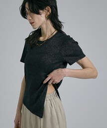 qualite | 【大人ラメ×スリット】ラメテレコTシャツ/春服/夏服(Tシャツ/カットソー)