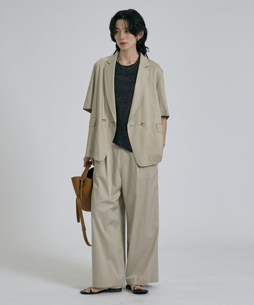 qualite（カリテ）の「【大人ラメ×スリット】ラメテレコTシャツ/春服/夏服（Tシャツ/カットソー・レディース・ブラック/オフホワイト/ベージュ・フリー）」の8枚目の写真