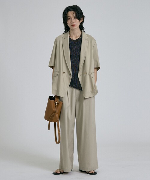 qualite（カリテ）の「【大人ラメ×スリット】ラメテレコTシャツ/春服/夏服（Tシャツ/カットソー・レディース・ブラック/オフホワイト/ベージュ・フリー）」の13枚目の写真