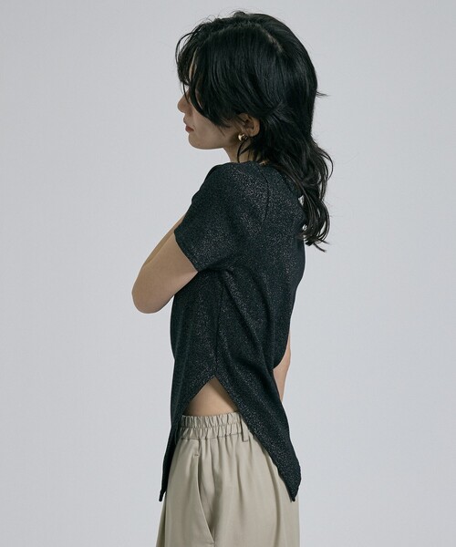 qualite（カリテ）の「【大人ラメ×スリット】ラメテレコTシャツ/春服/夏服（Tシャツ/カットソー・レディース・ブラック/オフホワイト/ベージュ・フリー）」の16枚目の写真