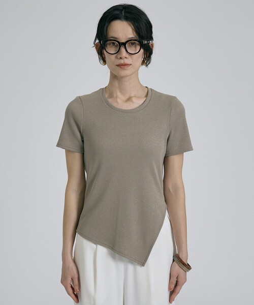 qualite（カリテ）の「【大人ラメ×スリット】ラメテレコTシャツ/春服/夏服（Tシャツ/カットソー・レディース・ブラック/オフホワイト/ベージュ・フリー）」の21枚目の写真