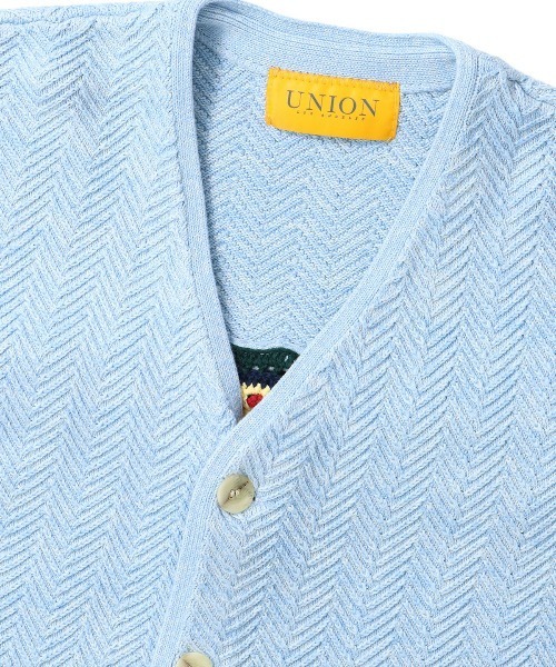 UNION（UNION TOKYO）（ユニオン）の「UNION TOKYO ANDREWS CARDIGAN ユニオントーキョー カーディガン（カーディガン/ボレロ・メンズ・ライトブルー/ダークブラウン・L/XL/S/M）」の10枚目の写真