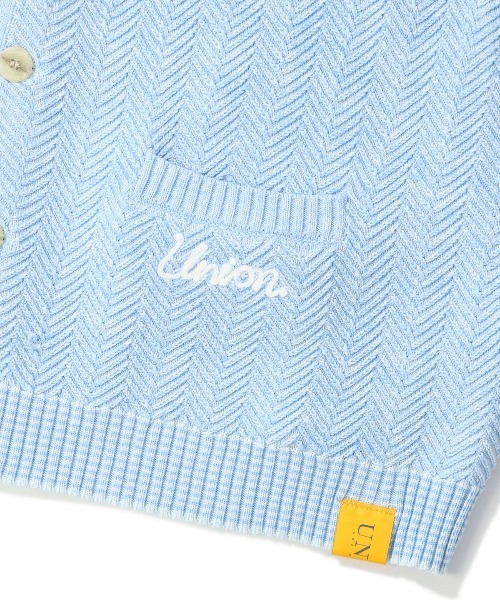 UNION（UNION TOKYO）（ユニオン）の「UNION TOKYO ANDREWS CARDIGAN ユニオントーキョー カーディガン（カーディガン/ボレロ・メンズ・ライトブルー/ダークブラウン・L/XL/S/M）」の11枚目の写真