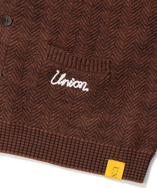 UNION（UNION TOKYO）（ユニオン）の「UNION TOKYO ANDREWS CARDIGAN ユニオントーキョー カーディガン（カーディガン/ボレロ・メンズ・ライトブルー/ダークブラウン・L/XL/S/M）」の5枚目の写真