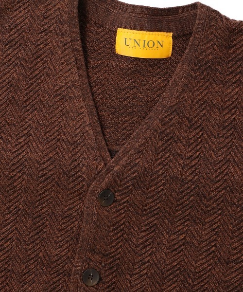UNION（UNION TOKYO）（ユニオン）の「UNION TOKYO ANDREWS CARDIGAN ユニオントーキョー カーディガン（カーディガン/ボレロ・メンズ・ライトブルー/ダークブラウン・L/XL/S/M）」の4枚目の写真