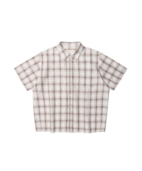 eastserviceshop(イーストサービスショップ)の「ヴィンテージセミクロップチェック半袖シャツ - クリーム(シャツ/ブラウス・レディース・Cream・SMALL/MEDIUM/LARGE)」の3枚目の写真