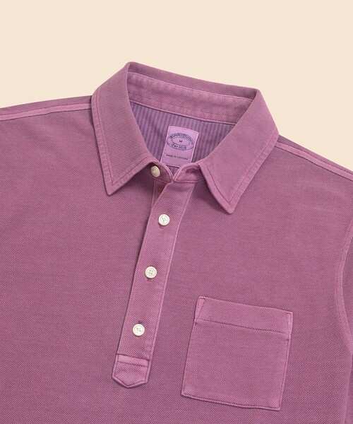 BROOKS BROTHERS（ブルックスブラザーズ）の「コットンストレッチピケ　GFロゴ　ガーメントダイ　ポロシャツ（ポロシャツ・メンズ・グリーン/パープル・MEDIUM/SMALL/X-LARGE/LARGE）」の5枚目の写真