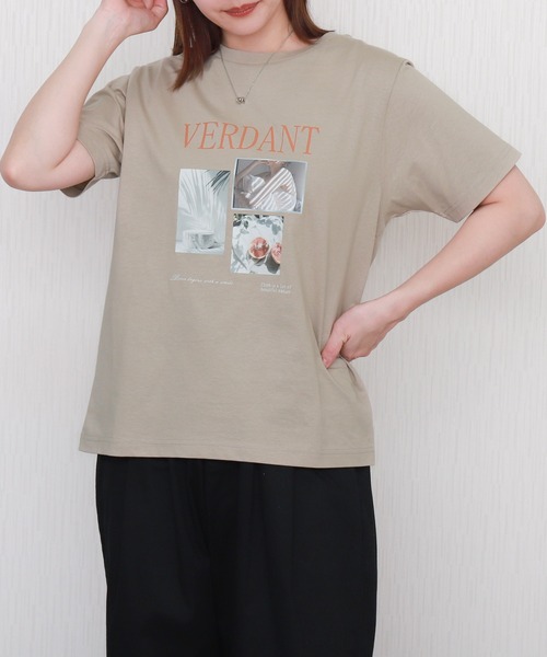 libelle more（リベル モア）の「USAコットンフォトロゴプリントTシャツ【接触冷感】（Tシャツ/カットソー・レディース・ブラック/オフホワイト/サックスブルー/グレイッシュベージュ・M/L）」の4枚目の写真