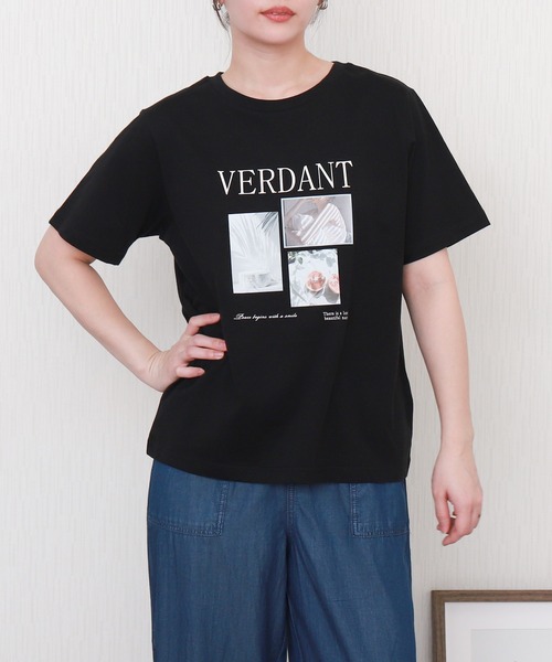 libelle more（リベル モア）の「USAコットンフォトロゴプリントTシャツ【接触冷感】（Tシャツ/カットソー・レディース・ブラック/オフホワイト/サックスブルー/グレイッシュベージュ・M/L）」の3枚目の写真