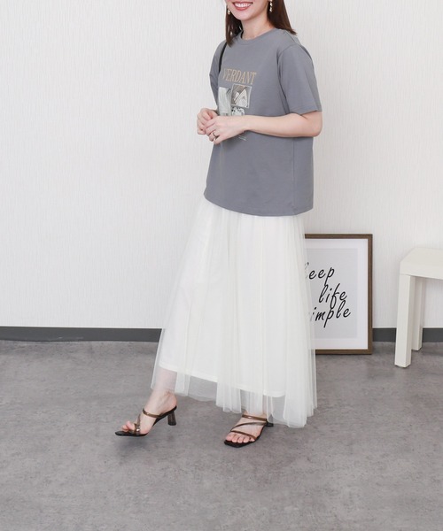 libelle more（リベル モア）の「USAコットンフォトロゴプリントTシャツ【接触冷感】（Tシャツ/カットソー・レディース・ブラック/オフホワイト/サックスブルー/グレイッシュベージュ・M/L）」の16枚目の写真