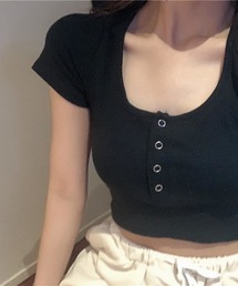 LYEON（リヨン）の「ヘンリーネックショートTシャツ（Tシャツ/カットソー）」