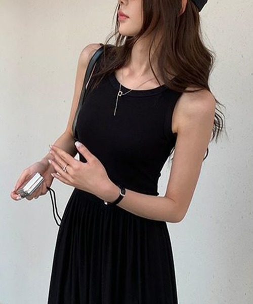 SallyLunn(サリーラン)の「ノースリーブ切り替えギャザーワンピース(ワンピース・レディース・ブラック/ネイビー・FREE)」の9枚目の写真