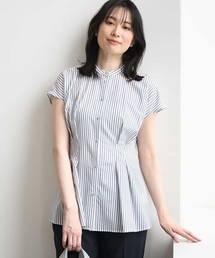 ストライプローンブラウス/接触冷感/通気性/透湿性/WEB限定サイズあり