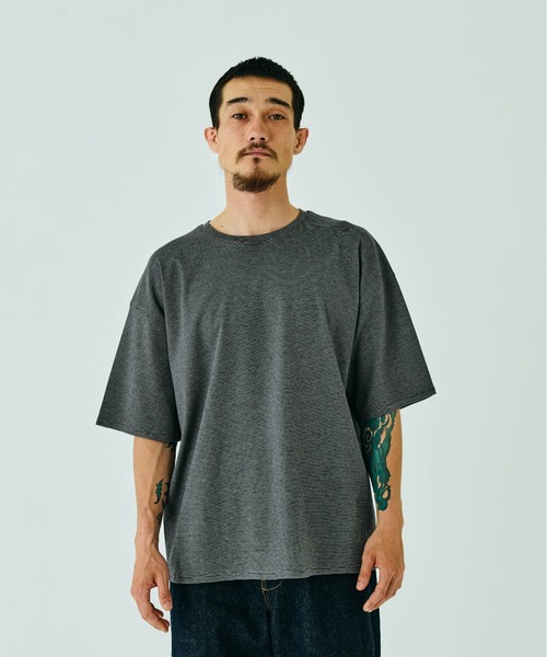 THE BOLDMAN(ザ ボールドマン)の「Summer Wool Tee - BIG / サマーウールTシャツ(Tシャツ/カットソー・メンズ・ブラック×グレー/ブラック/ホワイト・LARGE/MEDIUM)」の3枚目の写真