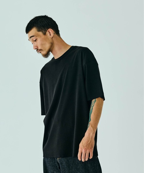 THE BOLDMAN(ザ ボールドマン)の「Summer Wool Tee - BIG / サマーウールTシャツ(Tシャツ/カットソー・メンズ・ブラック×グレー/ブラック/ホワイト・LARGE/MEDIUM)」の2枚目の写真