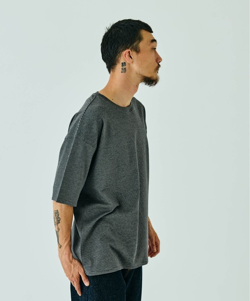 THE BOLDMAN(ザ ボールドマン)の「Summer Wool Tee - BIG / サマーウールTシャツ(Tシャツ/カットソー・メンズ・ブラック×グレー/ブラック/ホワイト・LARGE/MEDIUM)」の6枚目の写真