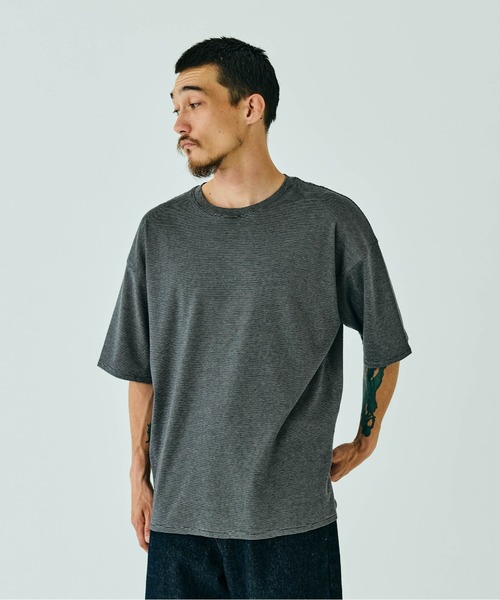 THE BOLDMAN(ザ ボールドマン)の「Summer Wool Tee - BIG / サマーウールTシャツ(Tシャツ/カットソー・メンズ・ブラック×グレー/ブラック/ホワイト・LARGE/MEDIUM)」の4枚目の写真