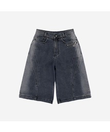 BLR（ビーエルアール）の「Arc Line Bermuda Washing Denim Pants Grey（その他パンツ）」
