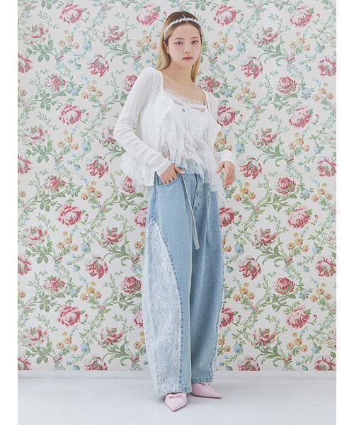 FURFUR(ファーファー)の「レースドッキングカーブデニムパンツ(デニムパンツ・レディース・ベージュ/ブラック/サックスブルー・0/1)」の14枚目の写真