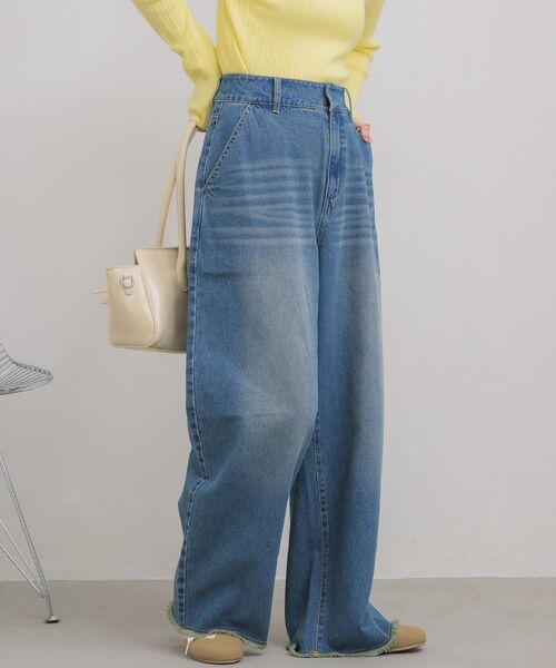 RETRO GIRL(レトロガール)の「【2サイズ展開】ハイウエストカーブデニムパンツ(デニムパンツ・レディース・ブラック/ブルー・MEDIUM/LARGE)」の3枚目の写真
