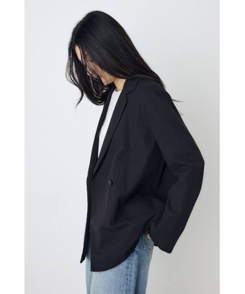 AZUL by moussy(アズールバイマウジー)の「フレンチリネンCOOLMAXテーラードジャケット 春服 夏服 秋服(テーラードジャケット・レディース・ベージュ/ブラック/オフホワイト・SMALL/MEDIUM)」の7枚目の写真