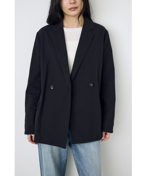AZUL by moussy(アズールバイマウジー)の「フレンチリネンCOOLMAXテーラードジャケット 春服 夏服 秋服(テーラードジャケット・レディース・ベージュ/ブラック/オフホワイト・SMALL/MEDIUM)」の9枚目の写真