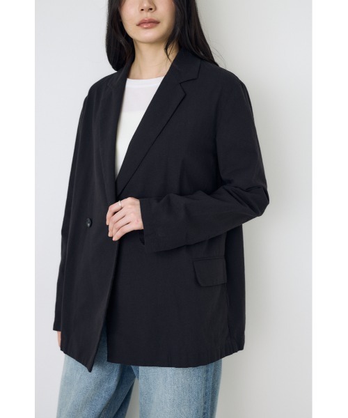AZUL by moussy(アズールバイマウジー)の「フレンチリネンCOOLMAXテーラードジャケット 春服 夏服 秋服(テーラードジャケット・レディース・ベージュ/ブラック/オフホワイト・SMALL/MEDIUM)」の10枚目の写真