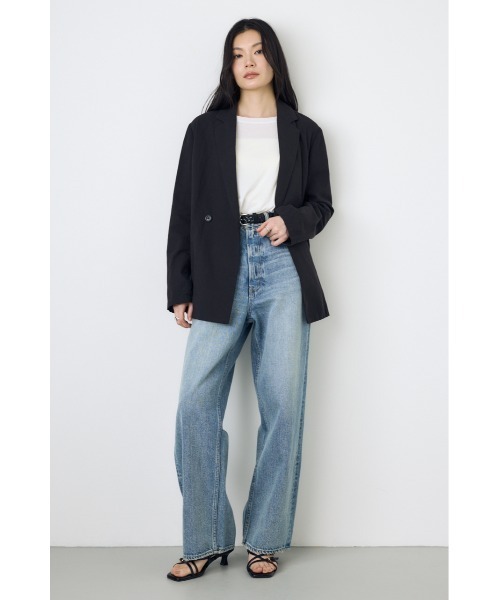 AZUL by moussy(アズールバイマウジー)の「フレンチリネンCOOLMAXテーラードジャケット 春服 夏服 秋服(テーラードジャケット・レディース・ベージュ/ブラック/オフホワイト・SMALL/MEDIUM)」の11枚目の写真