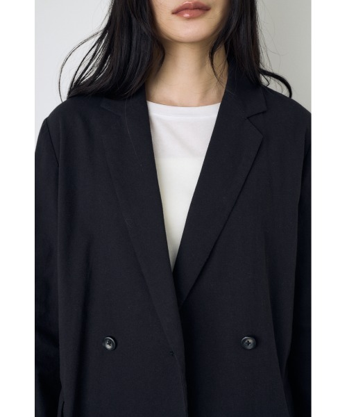 AZUL by moussy(アズールバイマウジー)の「フレンチリネンCOOLMAXテーラードジャケット 春服 夏服 秋服(テーラードジャケット・レディース・ベージュ/ブラック/オフホワイト・SMALL/MEDIUM)」の12枚目の写真