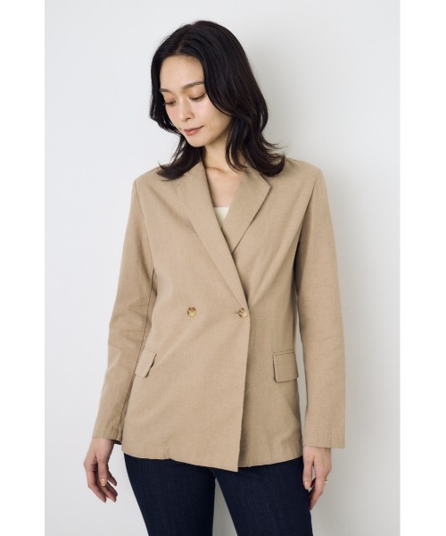 AZUL by moussy(アズールバイマウジー)の「フレンチリネンCOOLMAXテーラードジャケット 春服 夏服 秋服(テーラードジャケット・レディース・ベージュ/ブラック/オフホワイト・SMALL/MEDIUM)」の17枚目の写真