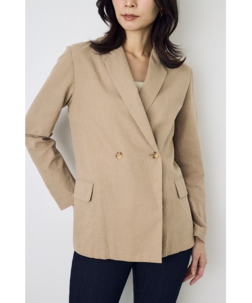 AZUL by moussy(アズールバイマウジー)の「フレンチリネンCOOLMAXテーラードジャケット 春服 夏服 秋服(テーラードジャケット・レディース・ベージュ/ブラック/オフホワイト・SMALL/MEDIUM)」の18枚目の写真