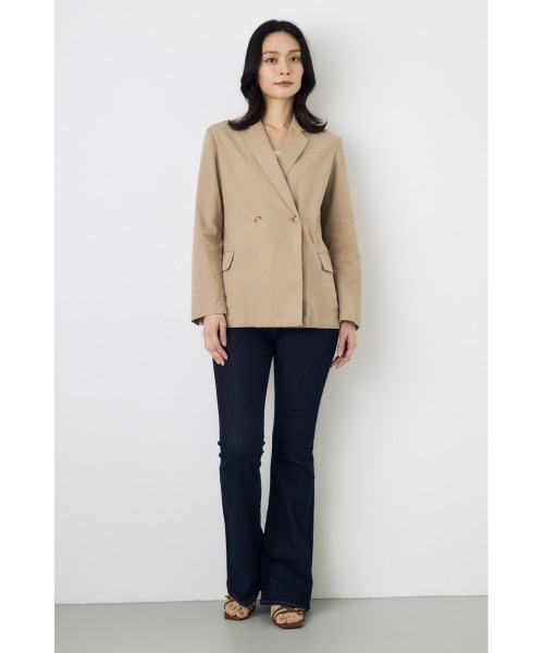 AZUL by moussy(アズールバイマウジー)の「フレンチリネンCOOLMAXテーラードジャケット 春服 夏服 秋服(テーラードジャケット・レディース・ベージュ/ブラック/オフホワイト・SMALL/MEDIUM)」の21枚目の写真