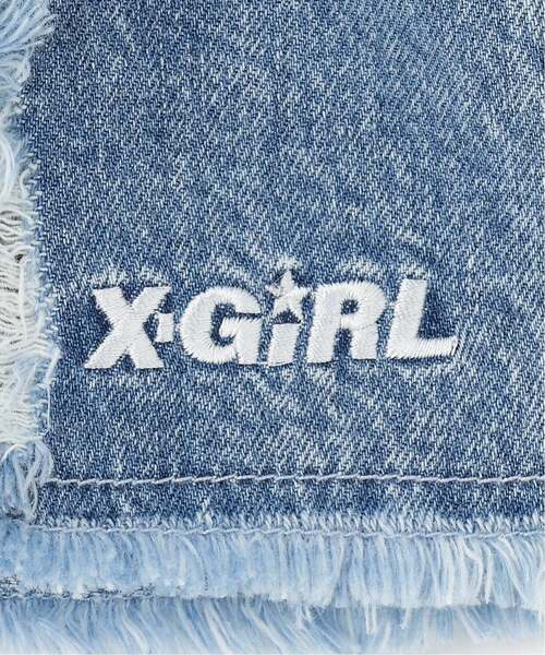X-girl Stages（エックスガールステージス）の「豹柄レイヤードクラッシュ加工デニムショートパンツ（デニムパンツ・キッズ・ライトブルー/ブラック・100cm/110cm/140cm/120cm/130cm）」の8枚目の写真
