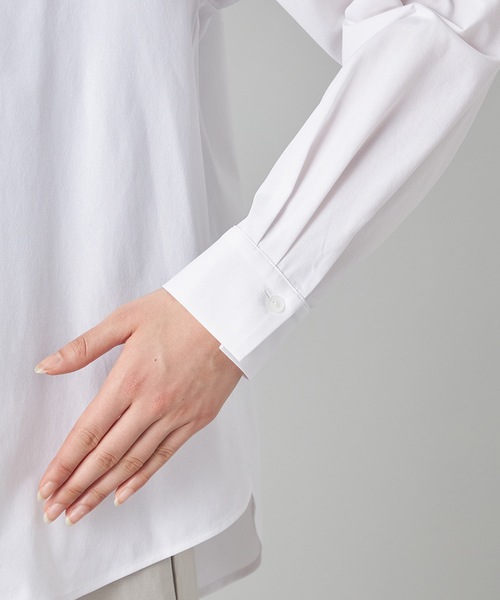 Chacott(チャコット)の「EasyCare+ノーカラーシャツ(カバーオール・レディース・ホワイト/ライトグレー/ライラック・M)」の8枚目の写真