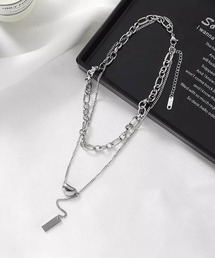 Lilamusant（リラミュゾン）の「/Lilamusant(リラミュゾン)/ニュアンスチェーンレイヤードコネクトネックレス ドロップチャーム Y字シルエット ラリエット（ネックレス）」