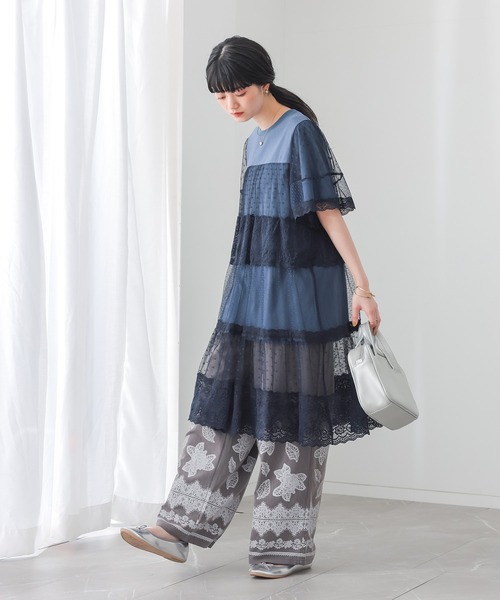 somari imagination(ソマリ イマジネーション)の「ドットチュール&レース切り替えカットソー(Tシャツ/カットソー・レディース・ブラック/ネイビー・2/1)」の8枚目の写真