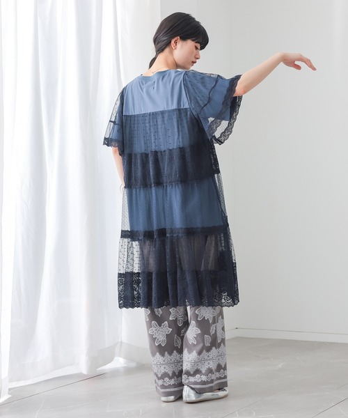 somari imagination(ソマリ イマジネーション)の「ドットチュール&レース切り替えカットソー(Tシャツ/カットソー・レディース・ブラック/ネイビー・2/1)」の9枚目の写真