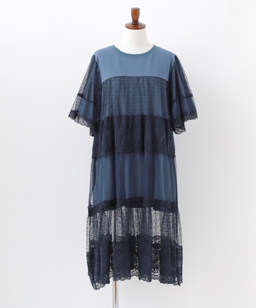 somari imagination(ソマリ イマジネーション)の「ドットチュール&レース切り替えカットソー(Tシャツ/カットソー・レディース・ブラック/ネイビー・2/1)」の18枚目の写真