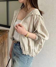 ストライプ柄フーディーブルゾン