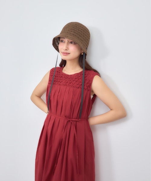 COHINA(コヒナ)の「【Made in India】スモッキングデザインワンピース 【低身長・小柄女性】(ワンピース・レディース・ホワイト/ブラック/レッド・SHORT/REGULAR)」の11枚目の写真
