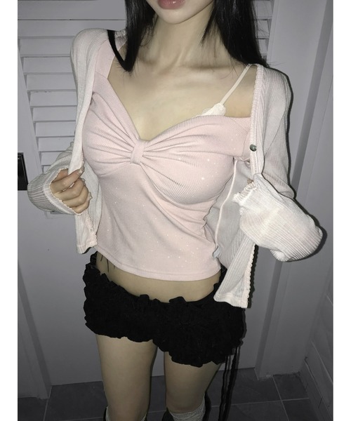 THEAIRTOWN(ジエアタウン)の「pearl ribbon top(Tシャツ/カットソー・レディース・ベージュ/ホワイト/ピンク/ブラック・FREE)」の18枚目の写真