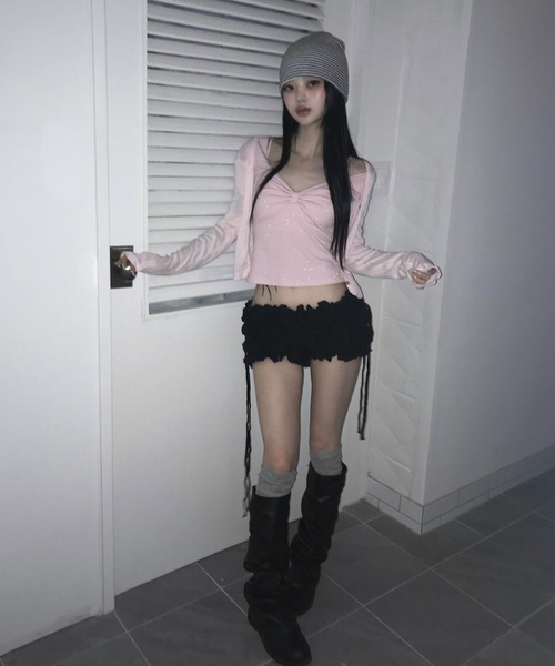 THEAIRTOWN(ジエアタウン)の「pearl ribbon top(Tシャツ/カットソー・レディース・ベージュ/ホワイト/ピンク/ブラック・FREE)」の14枚目の写真