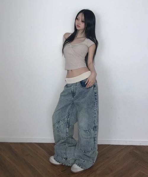 THEAIRTOWN(ジエアタウン)の「pearl ribbon top(Tシャツ/カットソー・レディース・ベージュ/ホワイト/ピンク/ブラック・FREE)」の21枚目の写真